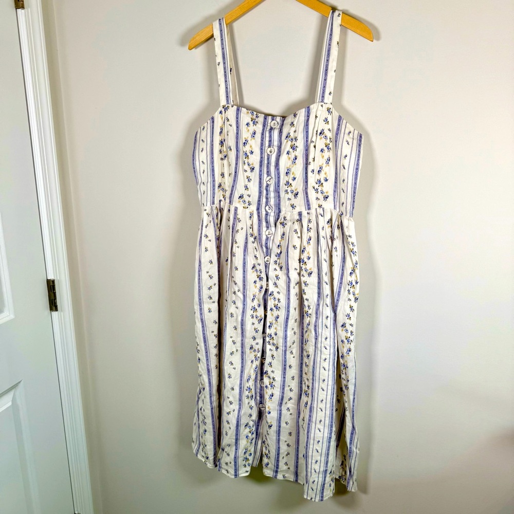 Antonio Melani Linen Blend Daniela Ditsy Floral Flowy‎ Sleeveless Midi Dress 12